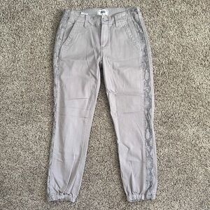 PAIGE Jogger Pants Size 26 – Snake Print Side Stripe – Gray Utility Joggers